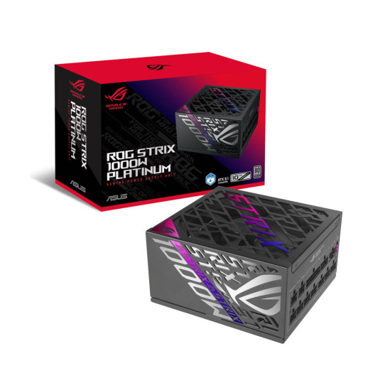 ASUS ROG Strix 1000W Fully Modular Power Supply, 80 PLUS Platinum Efficiency, Active PFC, GaN MOSFET, ATX 3.1 Compatible, Cybernetic Lambda A+, Dual Ball Fan bearings, Black | 90YE00W1-B0NA00